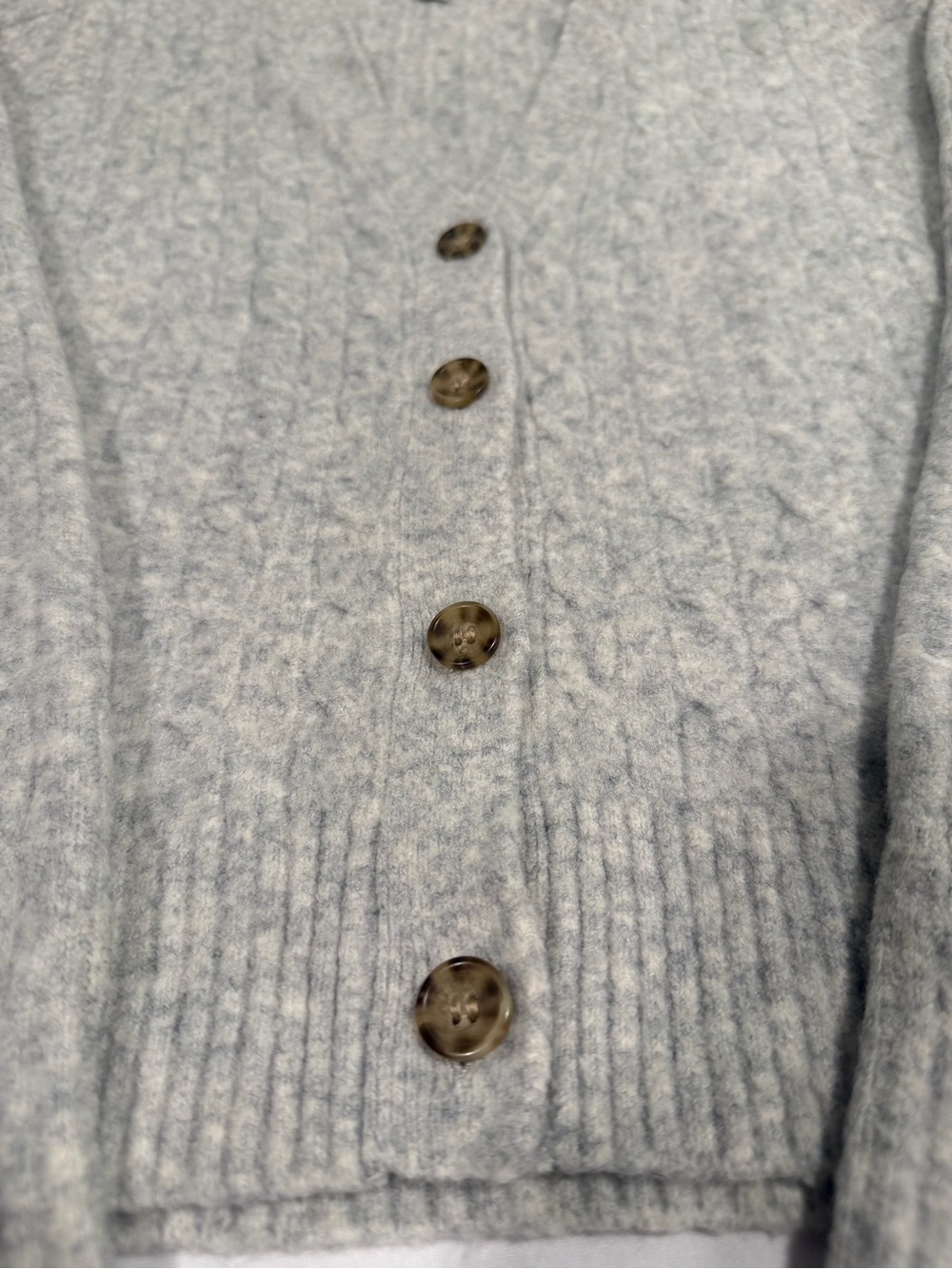 J. Crew Cashmere-feel Extra Soft Gray Cable-Knit Button Cardigan - Picture 2 of 5
